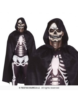 Black Hooded Velour Cape