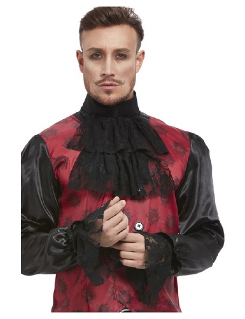 Black Lace Cravat And Cuffs Set
