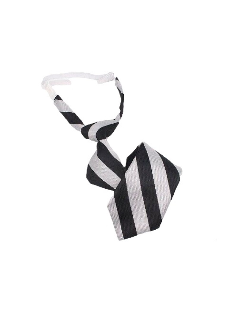 Black And Grey Striped Kids Tie