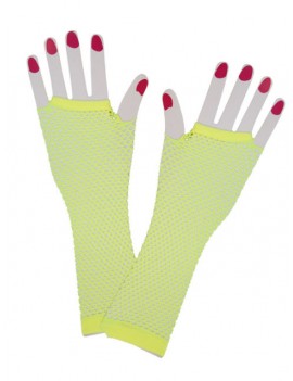 Neon Yellow Fishnet Gloves