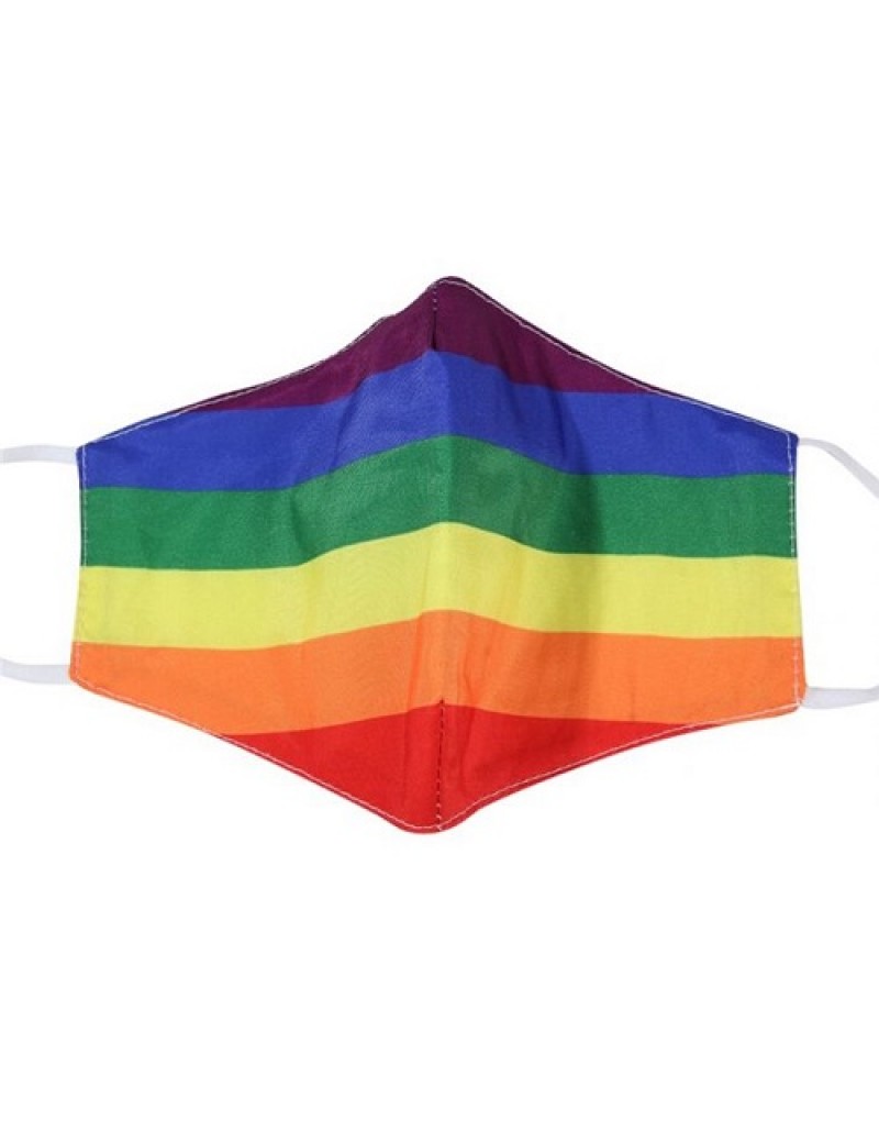 Rainbow Striped 3 Layer Filtered Face Mask 