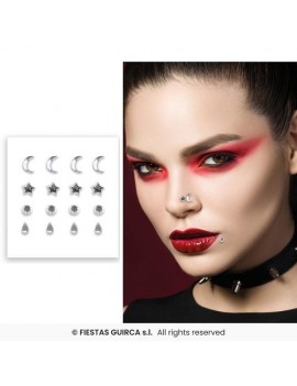 Silver Face Gem Sticker Piercings