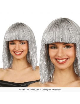 Silver Tinsel Wig
