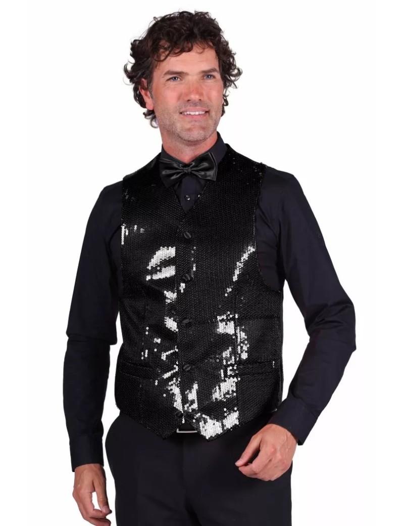 Black Sequin Waistcoat