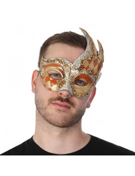 Orange And Gold Venetian Eye Mask