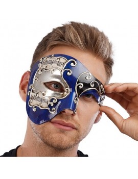 Blue Half Face Venetian Mask