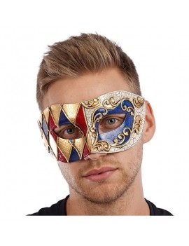 Blue And Red Venetian Eye Mask
