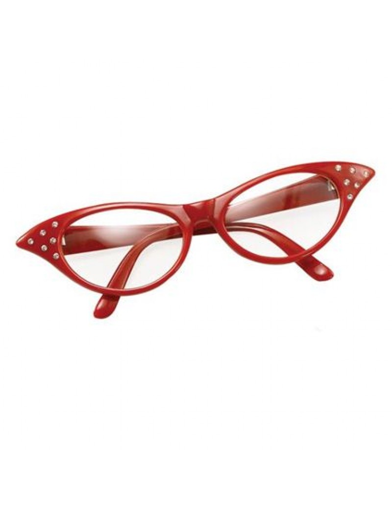 Glasses 1950s Diamante Red Bristol Novelty BA142R