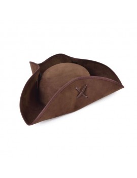 Pirate Tricorn Brown Suede Hat 